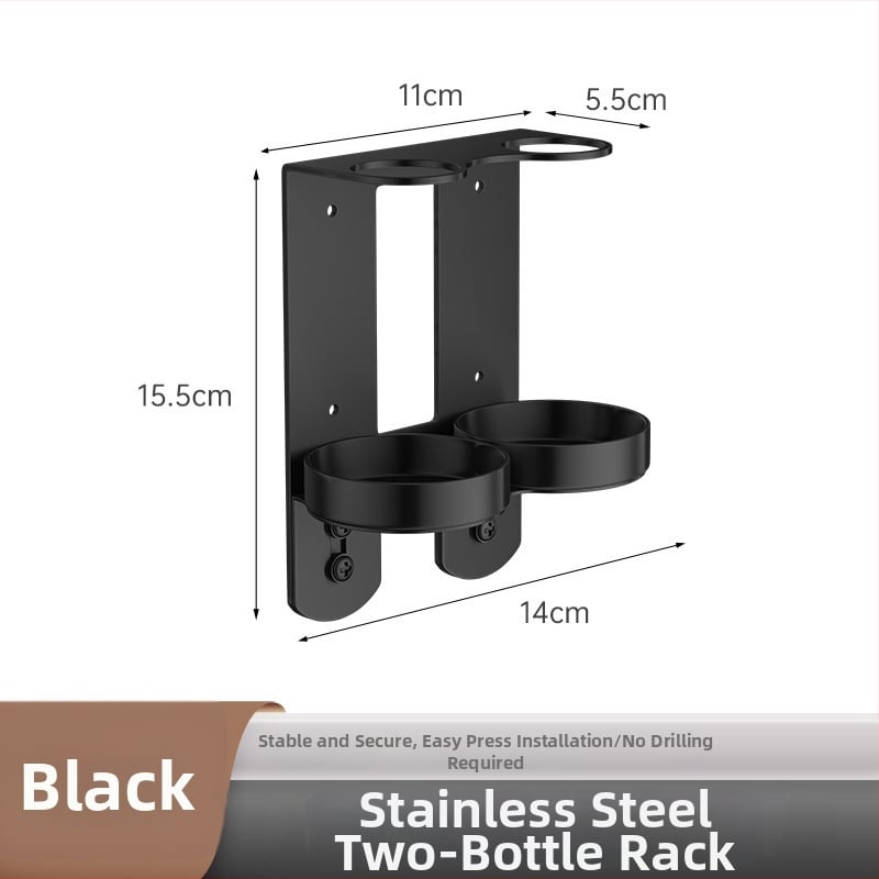 Στήριγμα φιαλών σαπουνιού και σαμπουάν από ανοξείδωτο ατσάλι 304 — τοίχου, βουρτσισμένη επιφάνεια, μοντέρνος μινιμαλισμός, χειροκίνητο πάτημα