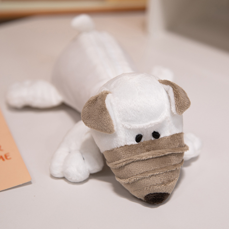 Плюшен животински калъф за моливи - куче, пълнеж от ПП памук, къс плюш, за възраст над 14 години