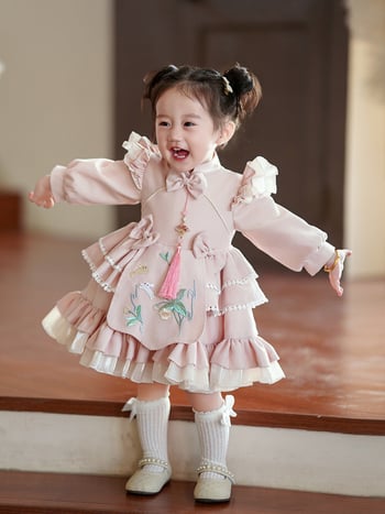 Φόρεμα κοριτσιών, στυλ πριγκίπισσα, Α-γραμμή; κυρίως ύφασμα: πολυεστέρας; επένδυση: πολυεστέρας; μοτίβο: λουλούδια; για ηλικίες 1-3 ετών