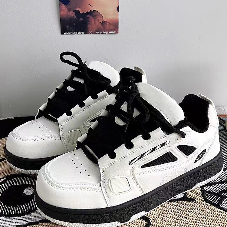 Pantofi sport casual din velur, unisex, model cu craniu, închidere cu șireturi, branț EVA, talpă din cauciuc