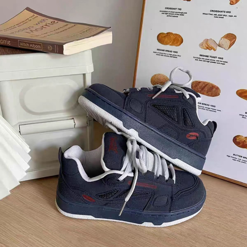 Pantofi sport casual din velur, unisex, model cu craniu, închidere cu șireturi, branț EVA, talpă din cauciuc