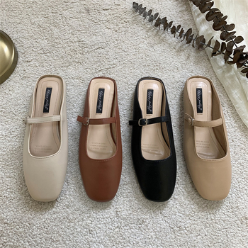 Pantofi dama cu talpă plată - stil coreean, partea superioară Ultrafilm piele, talpă din cauciuc, interior Cortex, model solid, primăvară-vară 2025