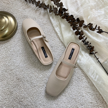 Pantofi dama cu talpă plată - stil coreean, partea superioară Ultrafilm piele, talpă din cauciuc, interior Cortex, model solid, primăvară-vară 2025