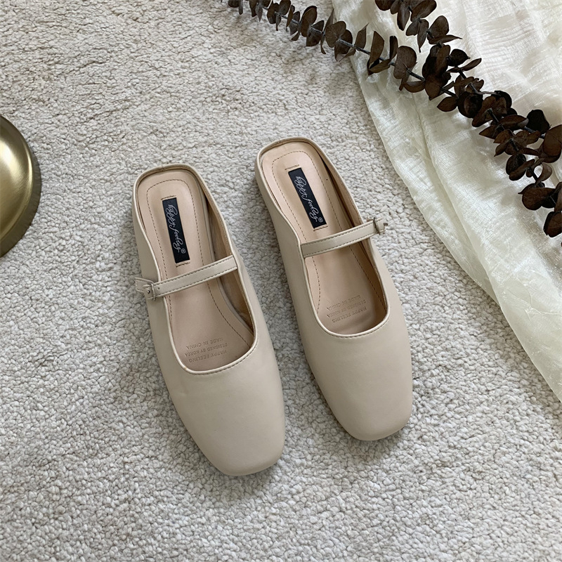 Pantofi dama cu talpă plată - stil coreean, partea superioară Ultrafilm piele, talpă din cauciuc, interior Cortex, model solid, primăvară-vară 2025