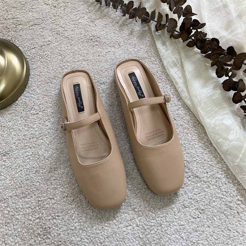 Pantofi dama cu talpă plată - stil coreean, partea superioară Ultrafilm piele, talpă din cauciuc, interior Cortex, model solid, primăvară-vară 2025