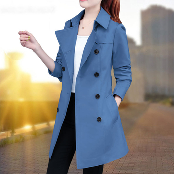 Dámska vetrovka strednej dĺžky, Slim Fit, golier rever, dlhé rukávy, polyester 95%+