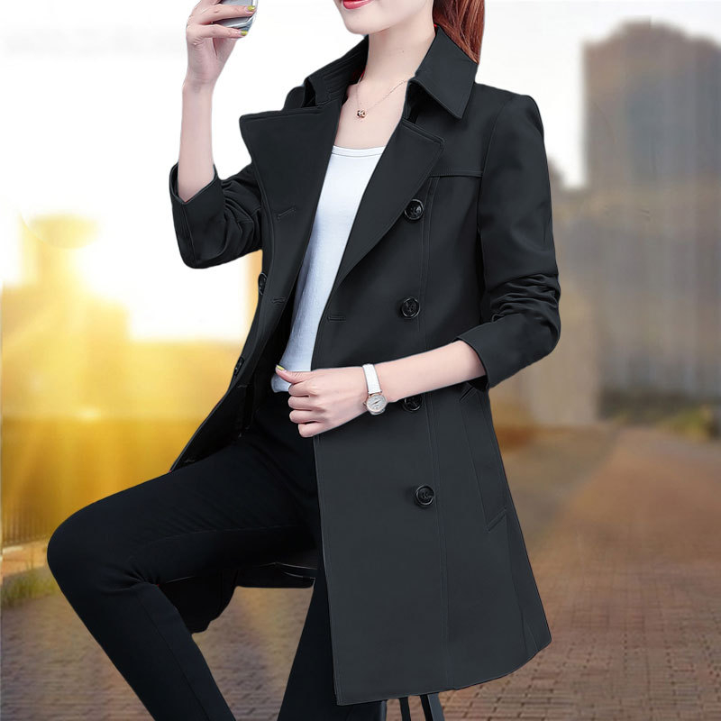 Dámska vetrovka strednej dĺžky, Slim Fit, golier rever, dlhé rukávy, polyester 95%+