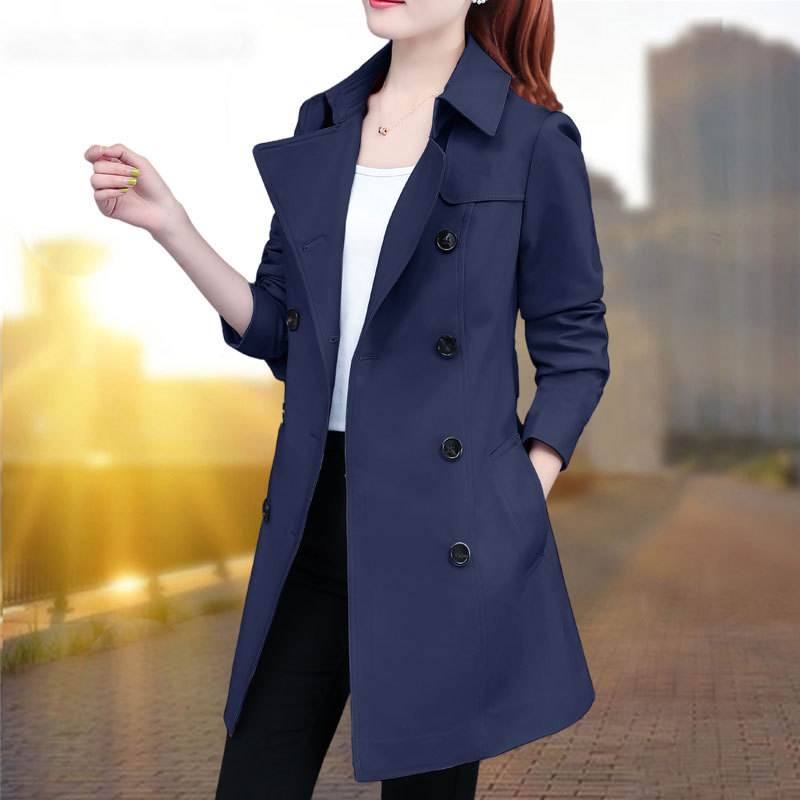 Dámska vetrovka strednej dĺžky, Slim Fit, golier rever, dlhé rukávy, polyester 95%+