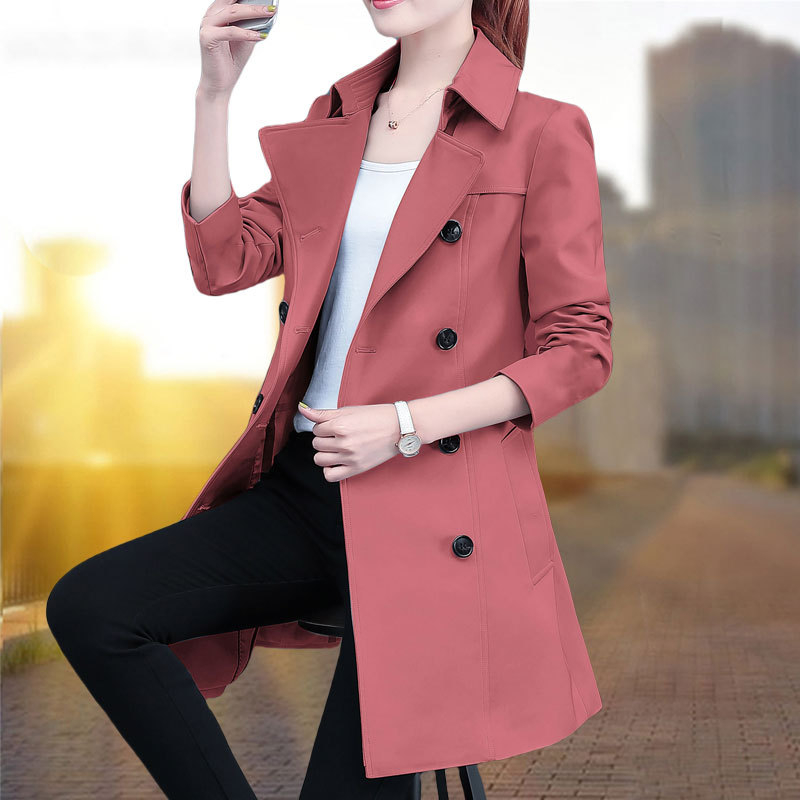 Dámska vetrovka strednej dĺžky, Slim Fit, golier rever, dlhé rukávy, polyester 95%+