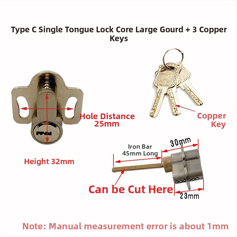 Zámkový válec s jedným jazykom pre kúpeľňové dvere zo dreva — materiál zliatina zinku a železo, značka Menghong, model Bathroom wooden door single tongue lock cylinder, moderný minimalistický štýl