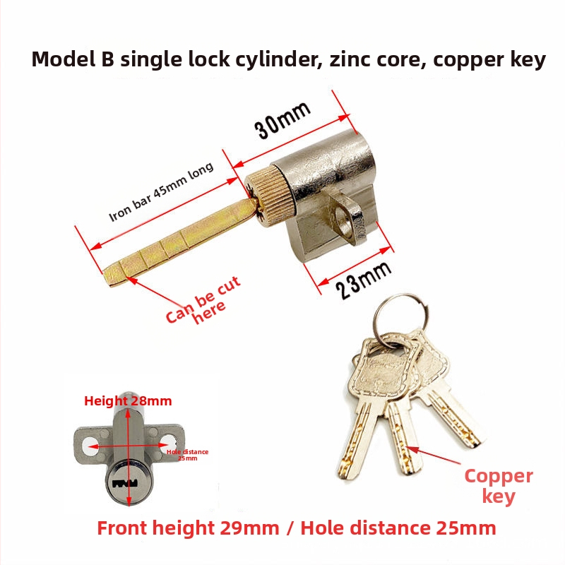 Zámkový válec s jedným jazykom pre kúpeľňové dvere zo dreva — materiál zliatina zinku a železo, značka Menghong, model Bathroom wooden door single tongue lock cylinder, moderný minimalistický štýl