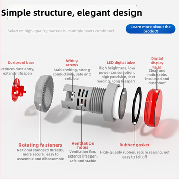 Ad16 sorozat digitális AC feszültségmérő beépített jelzőfénnyel, kör- és négyszög alakú gombokkal