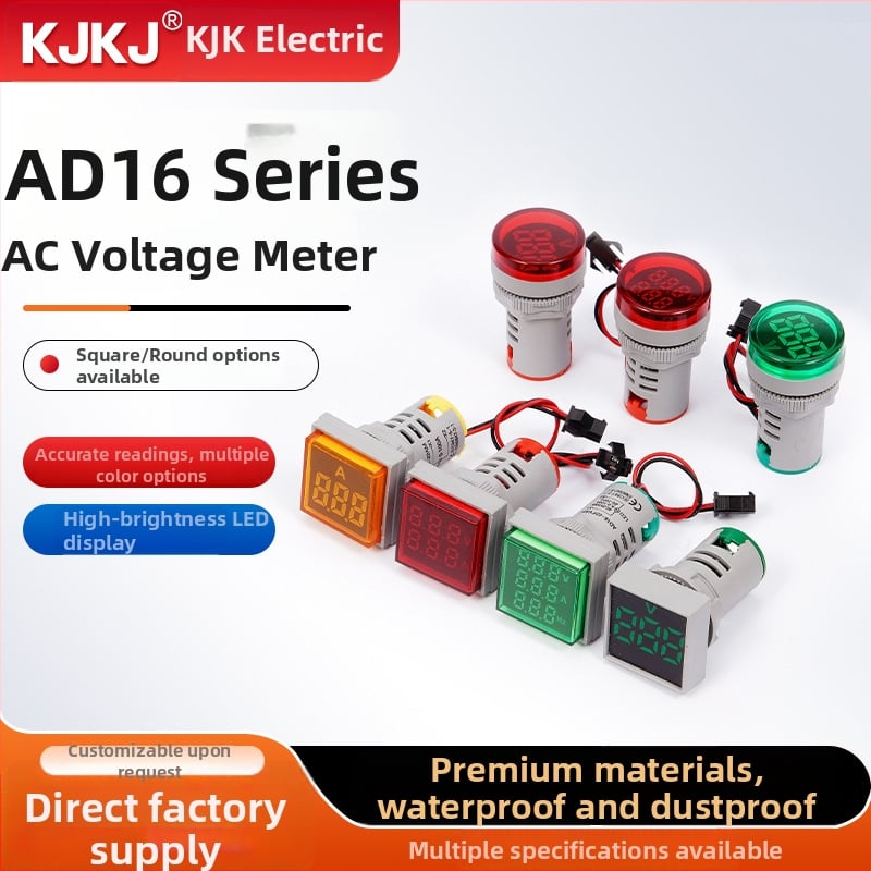 Ad16 sorozat digitális AC feszültségmérő beépített jelzőfénnyel, kör- és négyszög alakú gombokkal