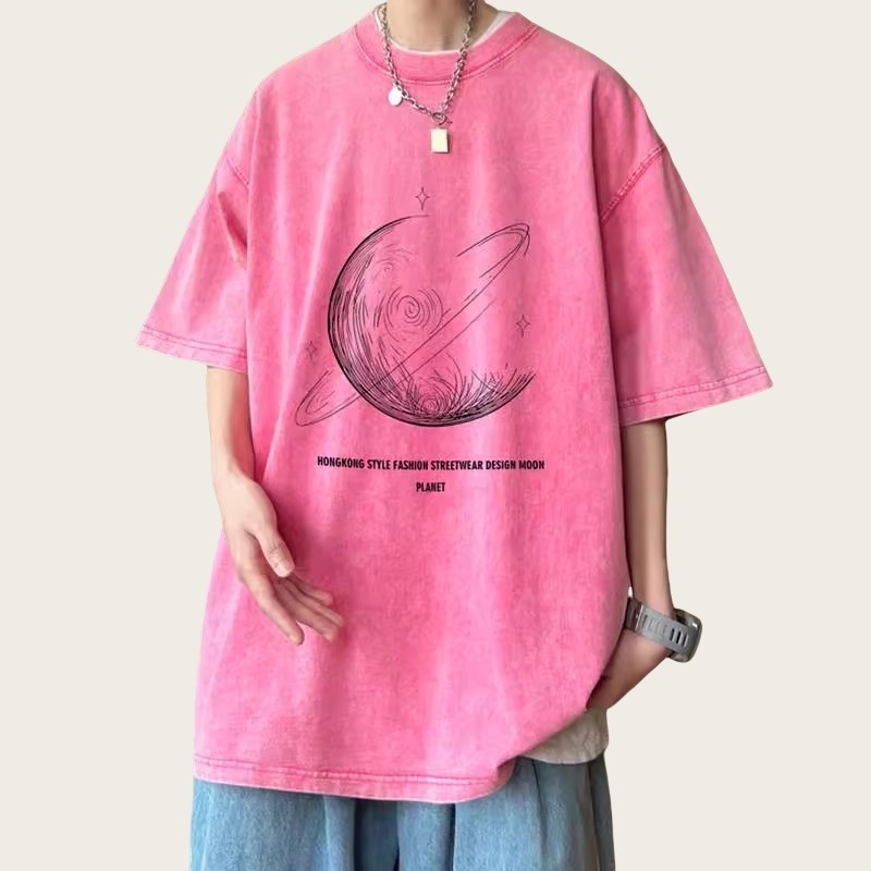 T-shirt kratkih rukava s karikaturnim printom, slobodan kroj, okrugli izrez, 96%+ pamuka