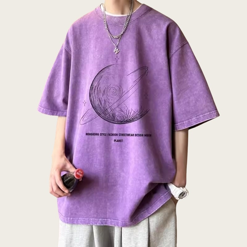 T-shirt kratkih rukava s karikaturnim printom, slobodan kroj, okrugli izrez, 96%+ pamuka