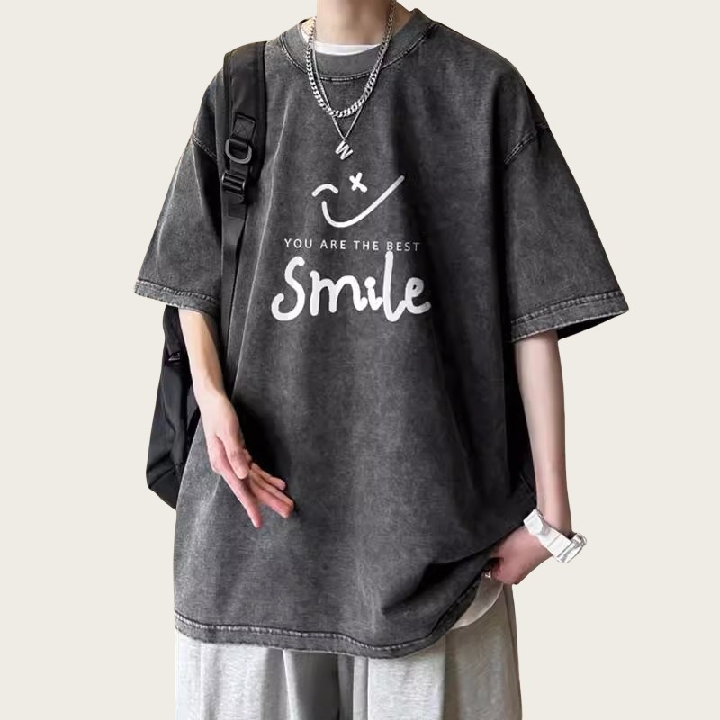 T-shirt kratkih rukava s karikaturnim printom, slobodan kroj, okrugli izrez, 96%+ pamuka