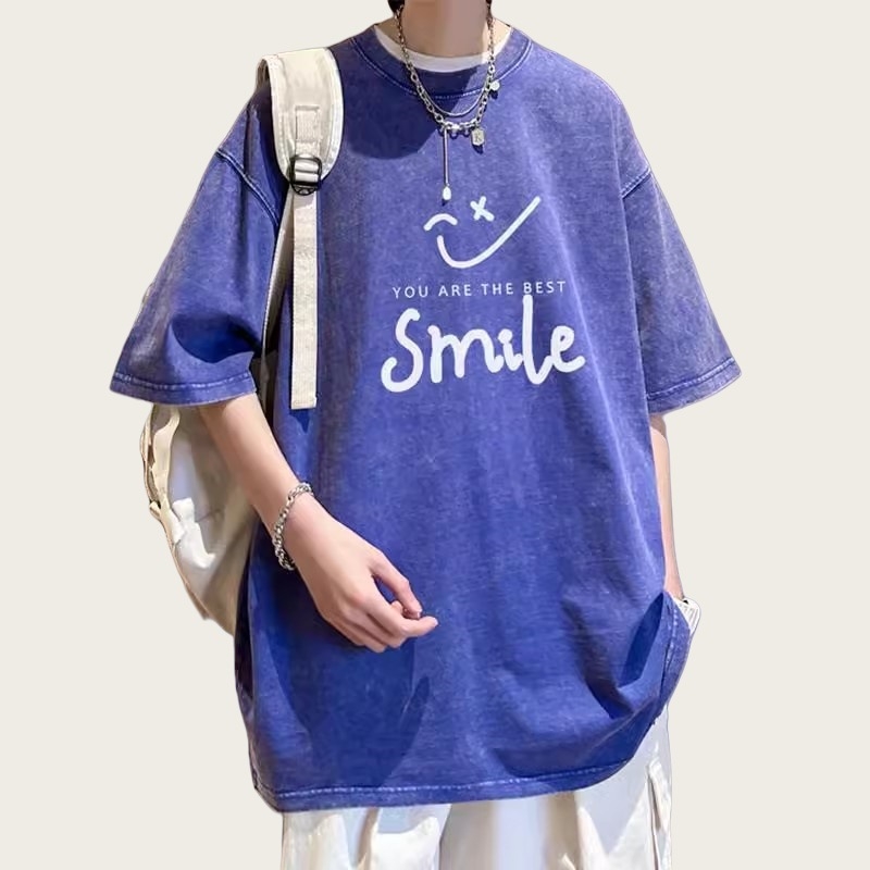 T-shirt kratkih rukava s karikaturnim printom, slobodan kroj, okrugli izrez, 96%+ pamuka