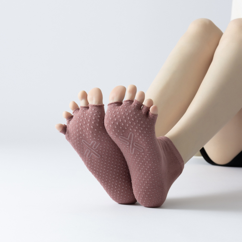 Женски чорапи за йога без пета от памук — антихлъзгави, дишащи, абсорбират пот, антибактериални