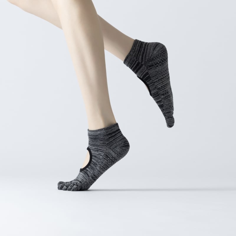 Женски чорапи за йога без пета от памук — антихлъзгави, дишащи, абсорбират пот, антибактериални