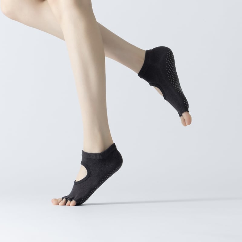 Женски чорапи за йога без пета от памук — антихлъзгави, дишащи, абсорбират пот, антибактериални