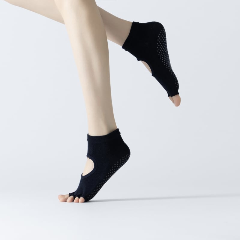 Женски чорапи за йога без пета от памук — антихлъзгави, дишащи, абсорбират пот, антибактериални