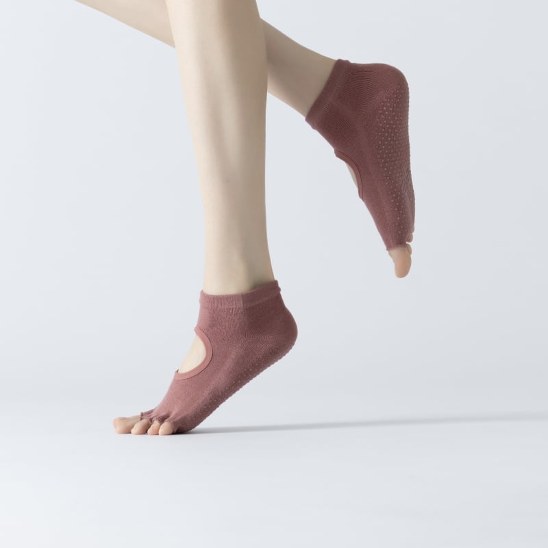 Женски чорапи за йога без пета от памук — антихлъзгави, дишащи, абсорбират пот, антибактериални