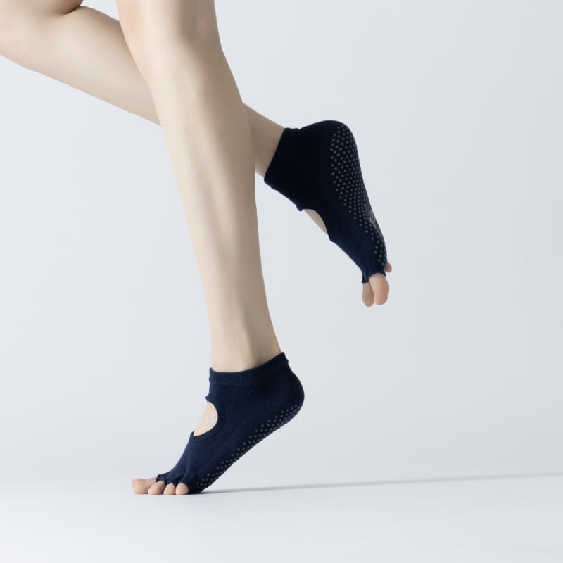 Женски чорапи за йога без пета от памук — антихлъзгави, дишащи, абсорбират пот, антибактериални