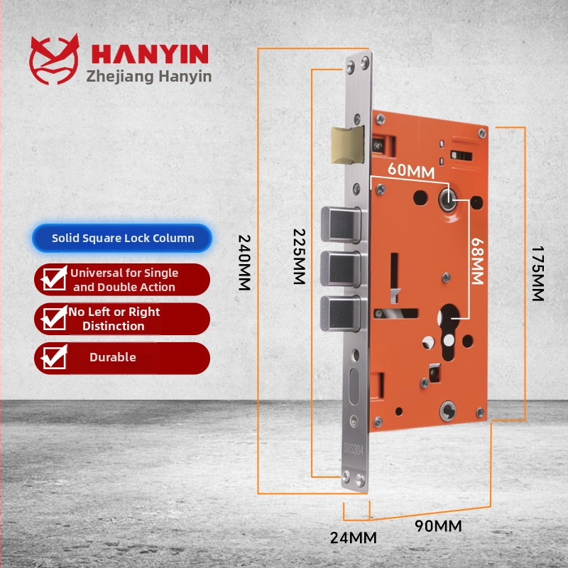 Corp de încuietoare pentru uși anti-furt — mecanism de încuietoare universal, mâner, cupru, model 24240-30240, stil modern simplu, OEM