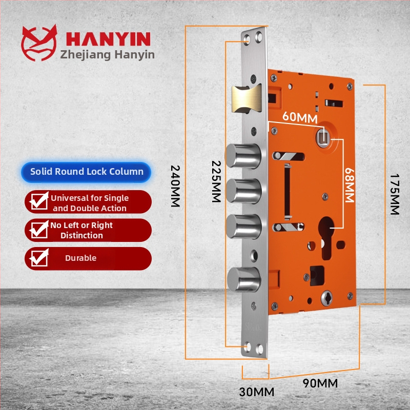 Corp de încuietoare pentru uși anti-furt — mecanism de încuietoare universal, mâner, cupru, model 24240-30240, stil modern simplu, OEM