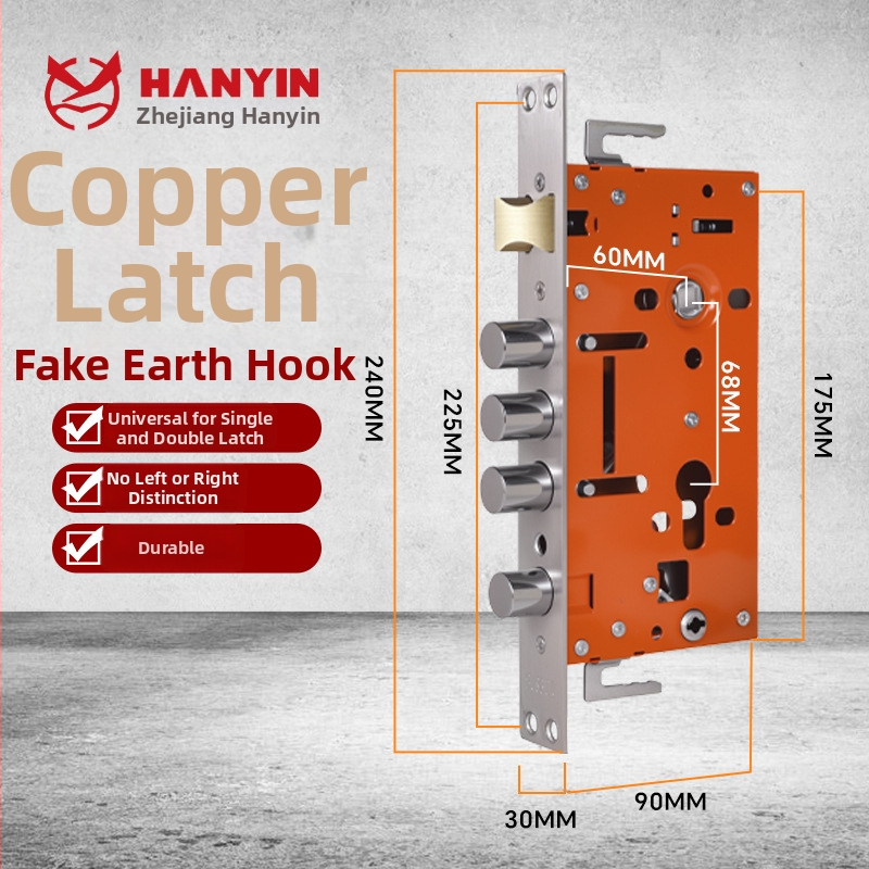 Corp de încuietoare pentru uși anti-furt — mecanism de încuietoare universal, mâner, cupru, model 24240-30240, stil modern simplu, OEM