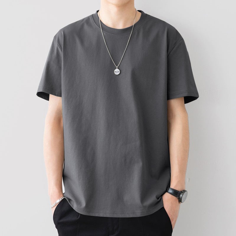 Muški pamučni T-shirt s kratkim rukavima, ležernog kroja, okrugli izrez, jednostavan dizajn, korejski stil