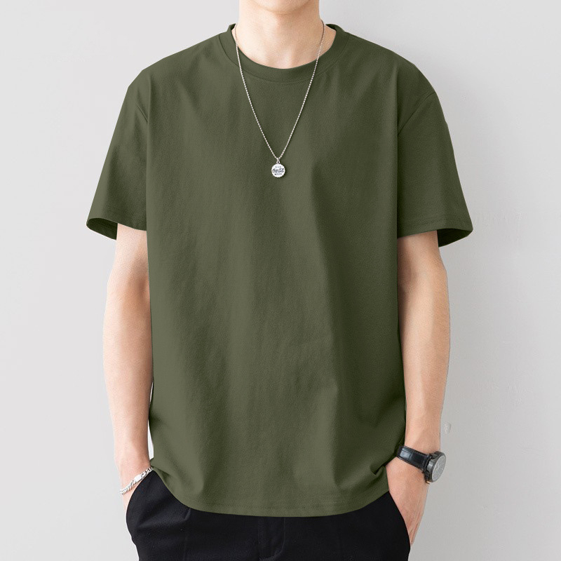 Muški pamučni T-shirt s kratkim rukavima, ležernog kroja, okrugli izrez, jednostavan dizajn, korejski stil