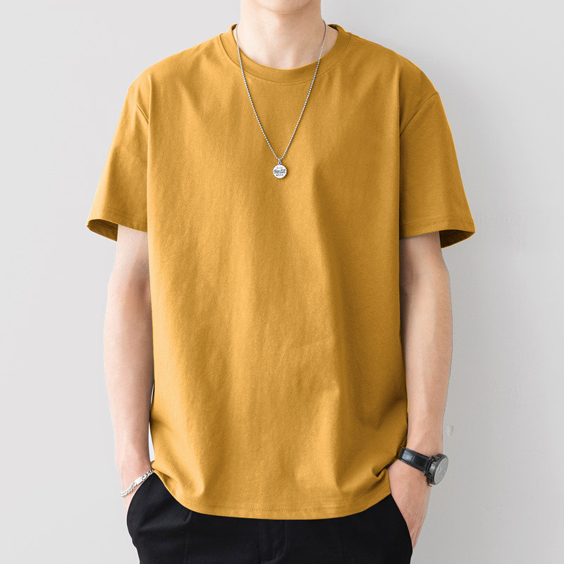 Muški pamučni T-shirt s kratkim rukavima, ležernog kroja, okrugli izrez, jednostavan dizajn, korejski stil