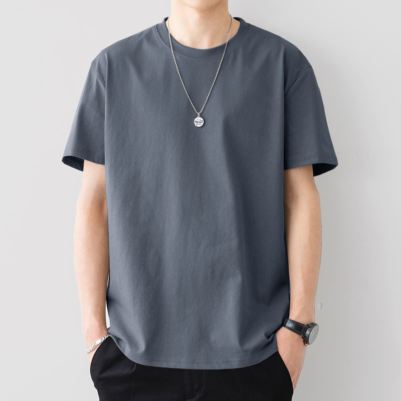 Muški pamučni T-shirt s kratkim rukavima, ležernog kroja, okrugli izrez, jednostavan dizajn, korejski stil