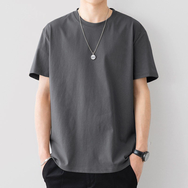 Muški pamučni T-shirt s kratkim rukavima, ležernog kroja, okrugli izrez, jednostavan dizajn, korejski stil