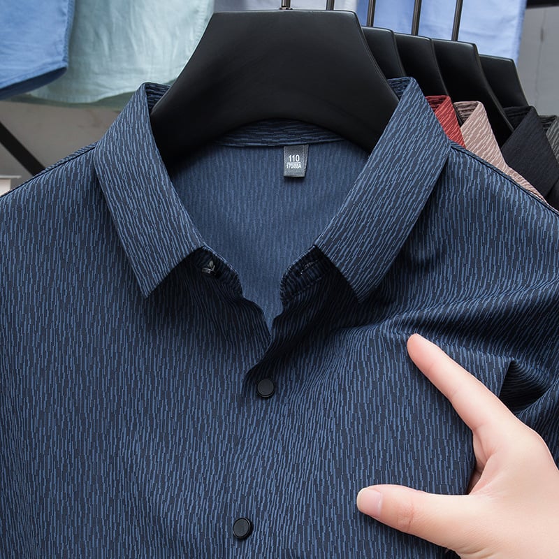 Muška slim-fit košulja s kratkim rukavima, džakard, prozračna, otporna na bore