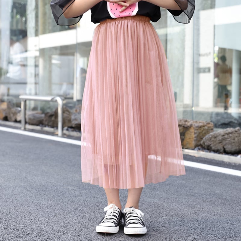 Fustă plisată din plasă pentru fete, croială A-line, căptușită cu bumbac, lungime medie, pentru fete peste 8 ani