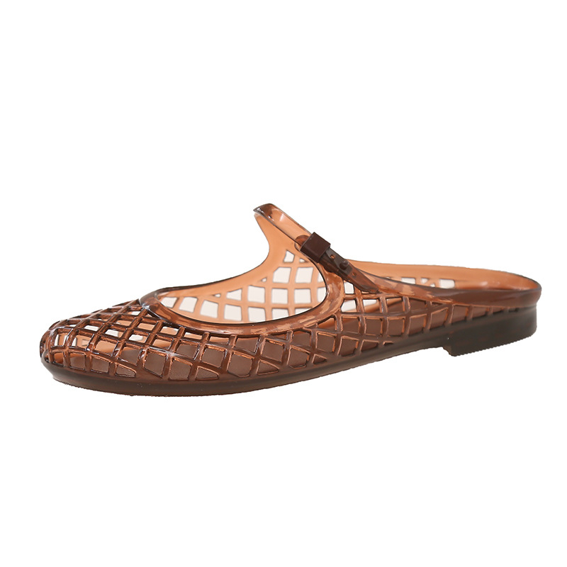 Sandale s okruglim prstom — Casual; PVC gornji dio i potplat; karirani uzorak plaid; okrugli nos; injekcijski potplat