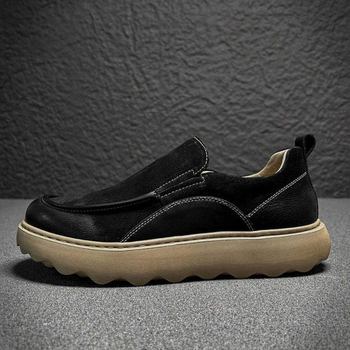 Muški slip-on loafersi s debelom potplatom, prozračan gornji dio od više materijala, gumena potplat, nizak pet 1–3 cm