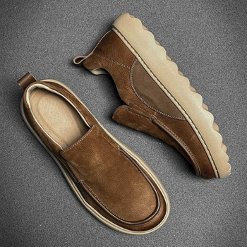 Muški slip-on loafersi s debelom potplatom, prozračan gornji dio od više materijala, gumena potplat, nizak pet 1–3 cm
