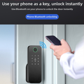 Okos zár rozsdamentes acél ajtóhoz ujjlenyomat és jelszó védelmével, vízálló kültéri használatra (Modell: G105; Import: Nem; Feldolgozás és testreszabás: Nem)