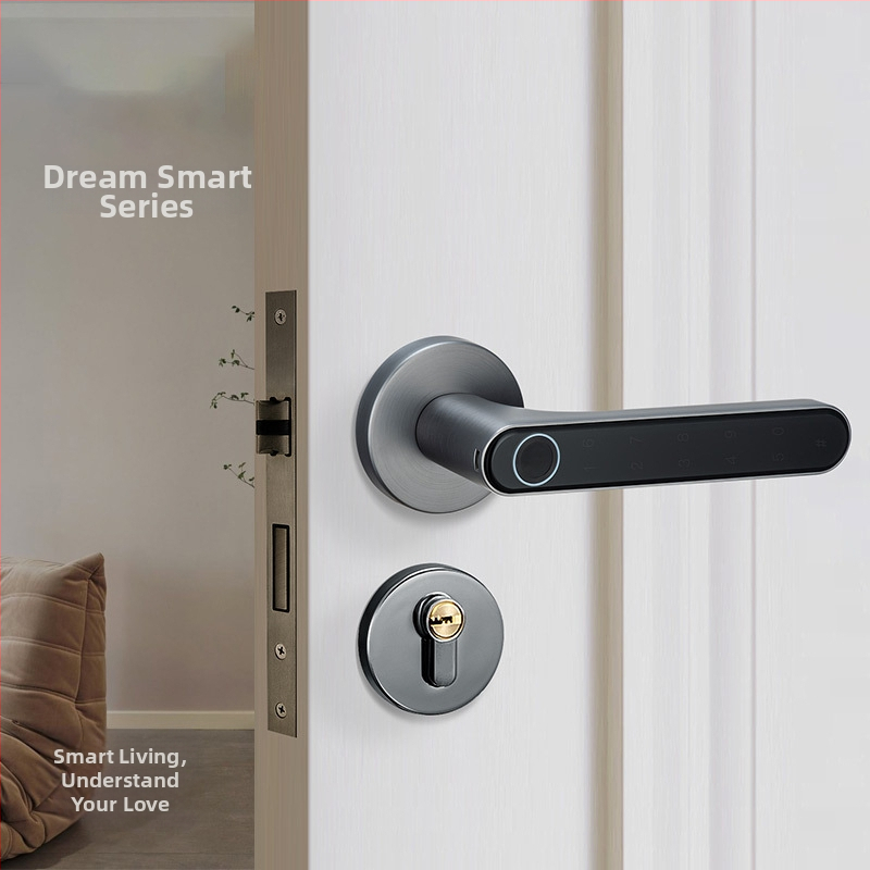 Smart zámok na vnútorné dvere s otlačkom prsta, rozdelený elektronický dizajn, ovládanie cez app, FY07; 20 miest na otlačky; viac ako 1 000 000 otvorení; skenovanie 0,5 s; polovodičový senzor