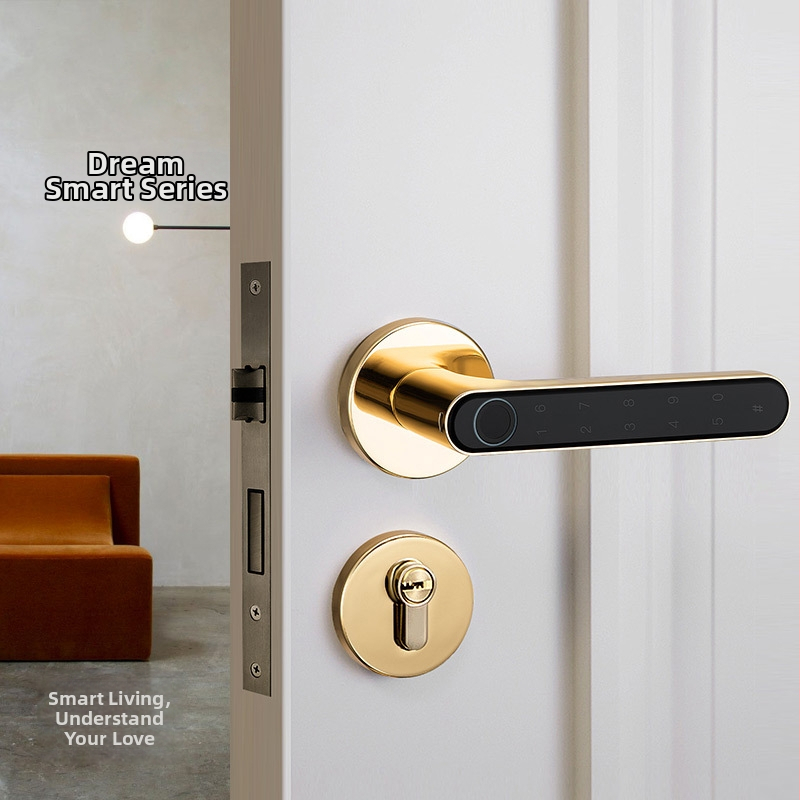 Smart zámok na vnútorné dvere s otlačkom prsta, rozdelený elektronický dizajn, ovládanie cez app, FY07; 20 miest na otlačky; viac ako 1 000 000 otvorení; skenovanie 0,5 s; polovodičový senzor