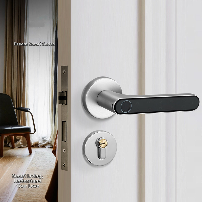 Smart zámok na vnútorné dvere s otlačkom prsta, rozdelený elektronický dizajn, ovládanie cez app, FY07; 20 miest na otlačky; viac ako 1 000 000 otvorení; skenovanie 0,5 s; polovodičový senzor