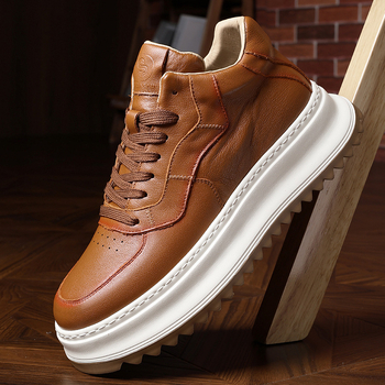 Muške tenisice od prave kože, retro casual stil, niski gornji dio, debela potplat, vezanje