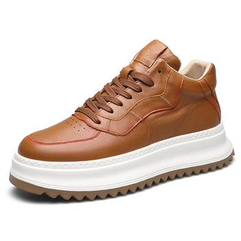 Muške tenisice od prave kože, retro casual stil, niski gornji dio, debela potplat, vezanje