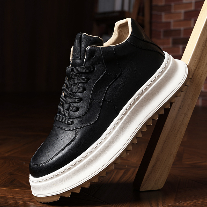 Muške tenisice od prave kože, retro casual stil, niski gornji dio, debela potplat, vezanje