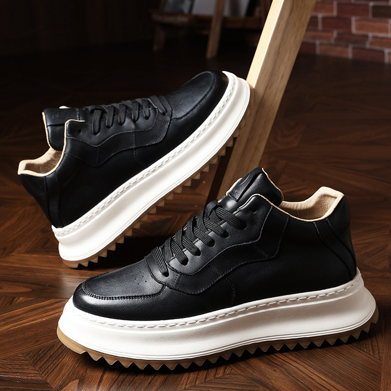 Muške tenisice od prave kože, retro casual stil, niski gornji dio, debela potplat, vezanje