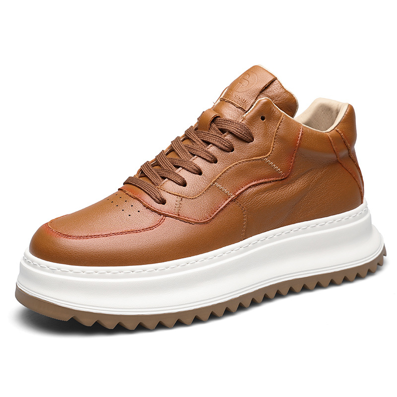Muške tenisice od prave kože, retro casual stil, niski gornji dio, debela potplat, vezanje