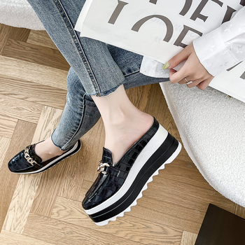 Ženske casual cipele s klinastim petom i platformom, PU gornji dio, muffin peta, viscose potplat